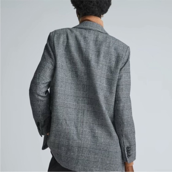 Everlane The Oversized Blazer In Italian Wool Herringbone Plaid Size 6 - Picture 2 of 11